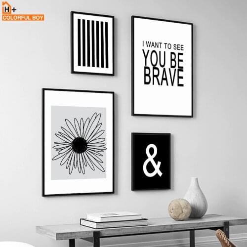 Canvas Painting Black White Wall Art Flower Quotes Nordic Style Kids Decoration Posters And Prints Wall Pictures Home