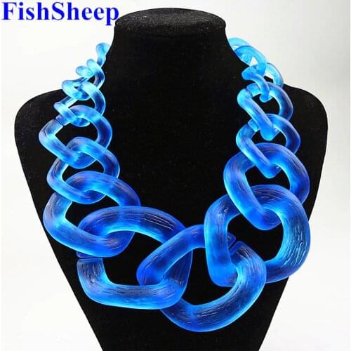 FishSheep Statement Jewelry Big Acrylic Chunky Chain Choker Necklace Vintage Resin Large Long Collar Large Pendants & Necklaces