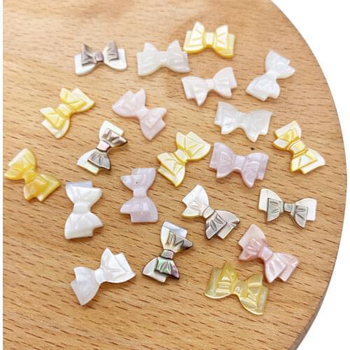 Fashion Natural Sea Shell Pendants Bow Shape White Black Pink Yellow Colors DIY for Making Earrings Necklace 8x12mm Size