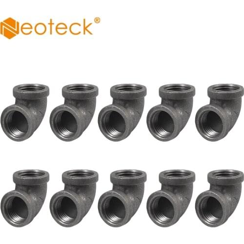 Neoteck 10 Pcs Threaded Iron Pipe Fitting Elbow 90 Degree Angled 1/2 "Malleable Cast Iron Angled wrought iron