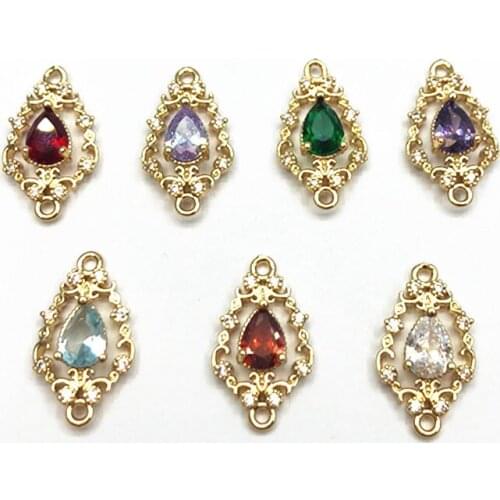 New arrival! 20x11mm 50pcs Cubic Zirconia/Crystal Drop Connector for Hand Made Earrings DIY parts,Jewelry Findings & Components