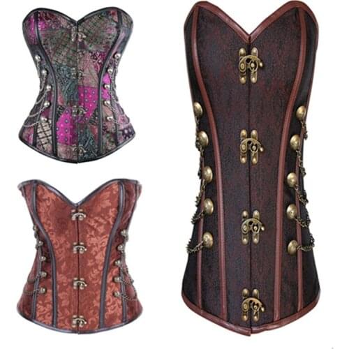 New Steampunk Corset Waist Control Sexy Corsets and Bustie Steel Bone Corset Top Overbust Gothic Bustier Corselet Black Corsetto