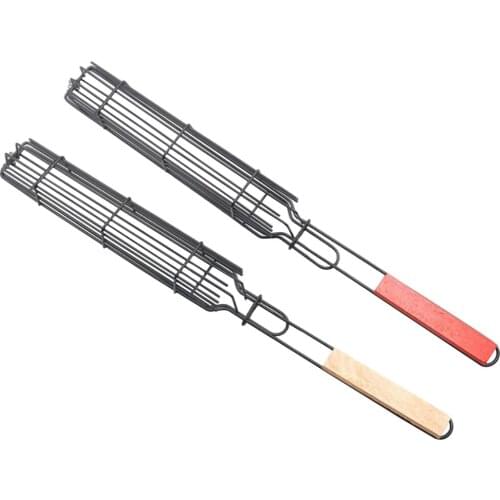 Outdoor Kabob Grilling Baskets Metal BBQ Mesh Skewers Tool for Onion Chicken