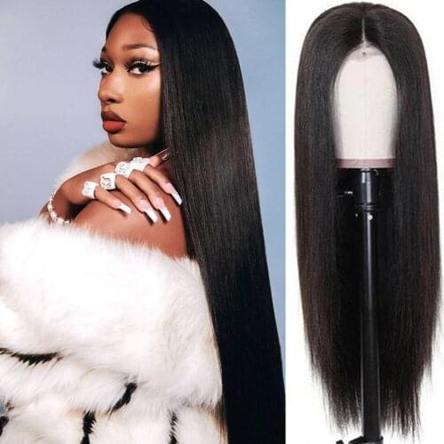 Natural Black Color Bone Straight Human Hair Wig Lace Front Wig 4x4 Lace Closure Wig Transparent Brazilian 13x4 Lace Frontal Wig