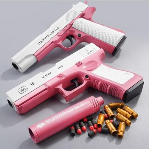 2pcs/lot Glock Manual Pistol Toy Soft Bullets Toy Gun Airsoft Outdoor CS Game Ejection Handgun For Boys Birthday Gift