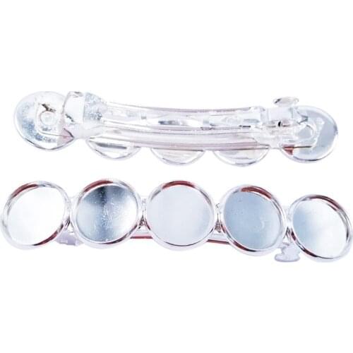 Silver Plated 70pcs 14x60mm Metal Barrette Hair Clips with 12mm Bezel Blank Settings for Jewelry Making HBF05