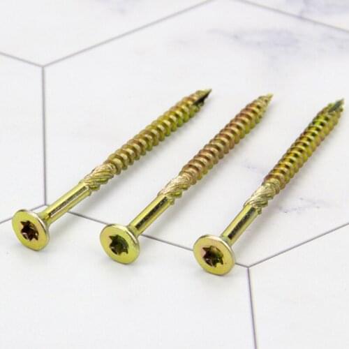 50pcs in box wood use self-tapping screws knurled wood bold and long with cushion head flat head fiber