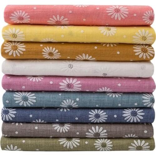 Width 55'' Summer Pastoral Cotton Linen Fabric By The Half Yard For Dress Shirt Hat Handmade DIY Material