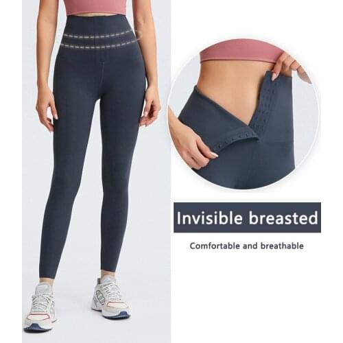 New invisible-breasted nine-point pants womens corset waist, belly lift up hips, slim slimming yoga pants