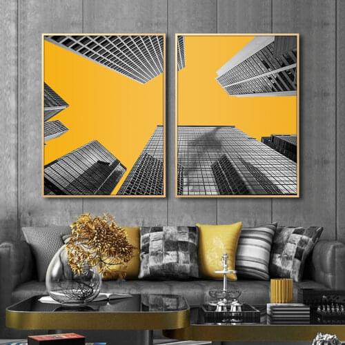 Nordic Retro Black Background Architecture Modern Frameless Paintings Home Living Room Decoration Painting Entrance Core Art