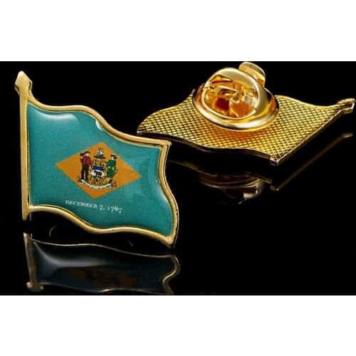 USA State of Delaware National Flag Lapel Pin Patriotism Waving Brooch Pin Accessories