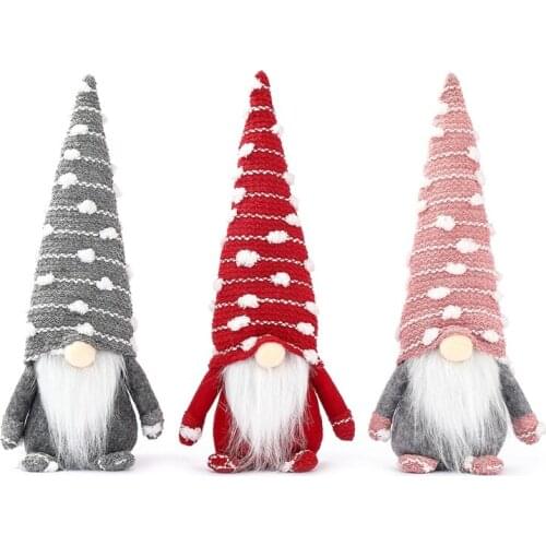 Knitted Snowflake Hat Christmas Gnome Desktop Ornaments Plush Cute Elf Soft Doll Home Desk Craftwork Bedroom Decor Living Room