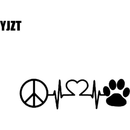 YJZT 12.7CM*3.6CM PEACE LOVE AND PETS CATS VINYL DECAL CAR STICKER CAT KITTY PULSE Black Silver C10-02440