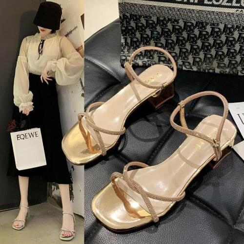 2021 Summer Bling Woman Sandals Crystal Sexy Heels Shoes For Ladies Gold Narrow Band Sandalias mujer White Wedding Shoes 9037N