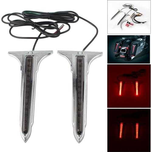 1Pair Motorcycle Chrome LED Rear Saddlebag Accents Light Smoke Lens For Harley Touring Road King 1993-2013 ABS Plastic