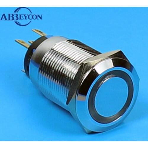 19106Z factory offer switch fla latching 12V LED ring illuminated 19mm push button switch