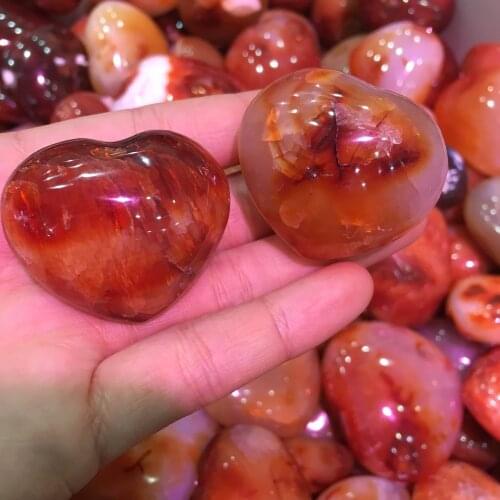 2pcs love stone natural red agate heart gemstone reiki healing crystals rock as gifts for Saint Valentines Day wholesale price