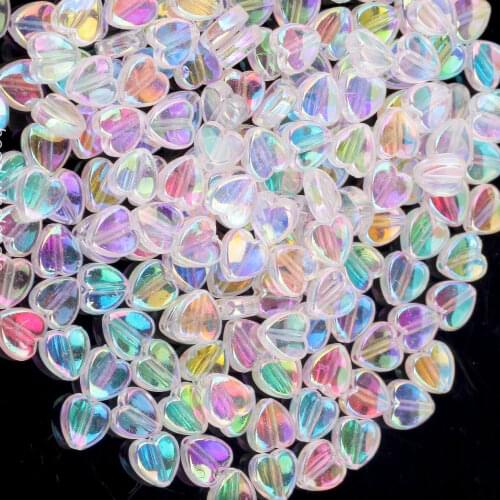 200pcs 8x4mm Crystal Light Transparent colored Heart Acrylic Spacer Beads For Jewelry Making Needlework Diy Jewelry Decor