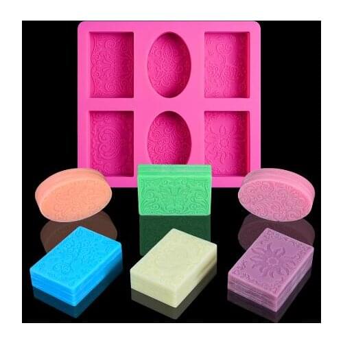 3d Soap Molds Silicone Rectangular Oval 6 Forms for Soap Making Silicone Mold Soap Mould Flowers Bathroom Kitchen Diy Handmade