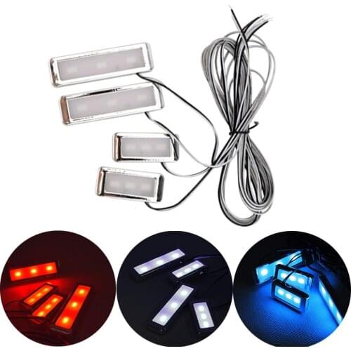 4pcs Decorative Universal Auto Interior Lamp 3 LEDs Cool Door Handle Lighting Armrest Inner Bowl Lights Car-styling