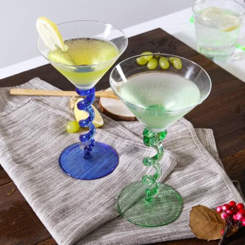 Nordic Style Goblet Wine Glass Whiskey Transparent Color Cups Retro Glass Cup Champagne Flutes Stemware Tacas Cup BD50WG