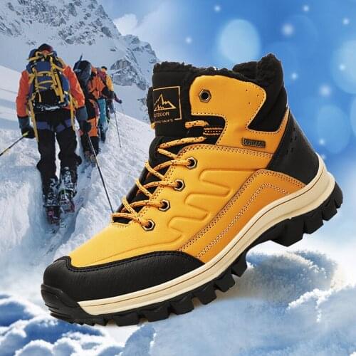 Men Snow Boots Mens Winter Warmth And Velvet Thickening Non-slip Waterproof Couple Martin Boots Outdoor Hiking Shoes