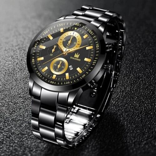 Wristwatch Big Dial Stainless Steel Alloy Men Steel Strap Simple Wristwatch Luxury Brand Blue Full Steel Quartz Wristwatch Clock