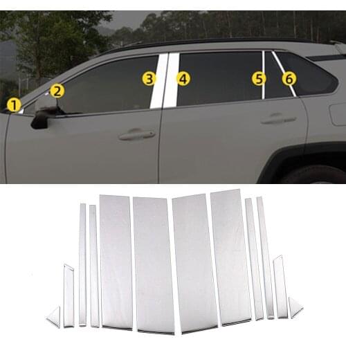 For Toyota Rav 4 Rav4 5 Gen 2019 2020 Decorate Chrome Window Pillar Strip Cover Trim Stainless Steel Center Pillars Sticker