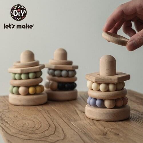 Lets Make Wooden Stacking Toy Colored Stone Creative Toys Gifts Gutta Percha Molar Game 3D Montessori Kids Gifts