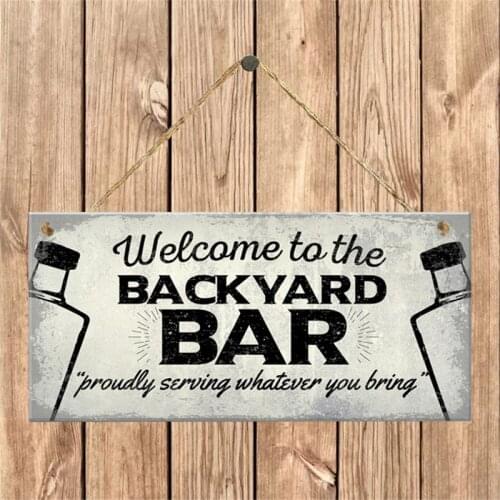 Welcome To Backyard Bar Wooden Sign Wood Wall Plaque Wood Bar Wall Decoration Indicator Hanging Irregular Sign