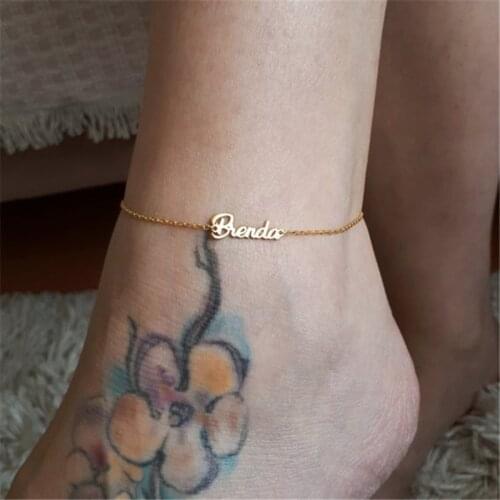 23+10cm extender Personalised Inspirational Jewelry Custom Name Plate Charm Anklet For Women Girls Summer Holiday Gift