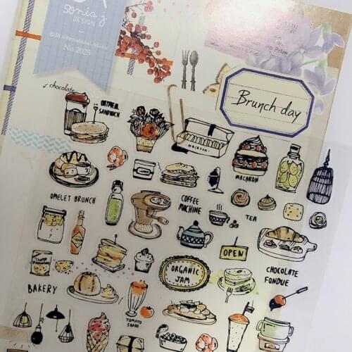 Sonia Branch Day PET Stickers Cute Foods Sweetmeats Bakes Scrapbooking Material Kawaii Album Journaling DIY Decoration