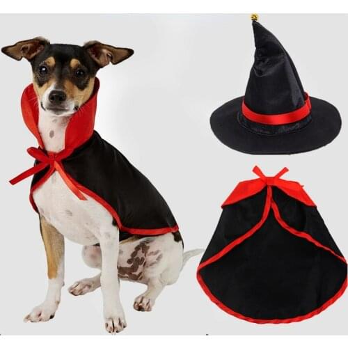 Halloween Pet Costumes Cute Cosplay Vampire Cloak Cat Dog Cap With Horns Kitten Puppy Cape Kawaii Pet Clothes Dog supplies
