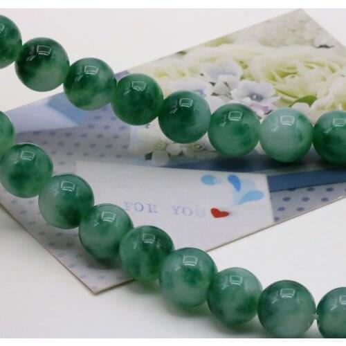 Beautiful!Green white chalcedony round 10mm loose beads 15" DIY stone fit women fashion jewelry making design