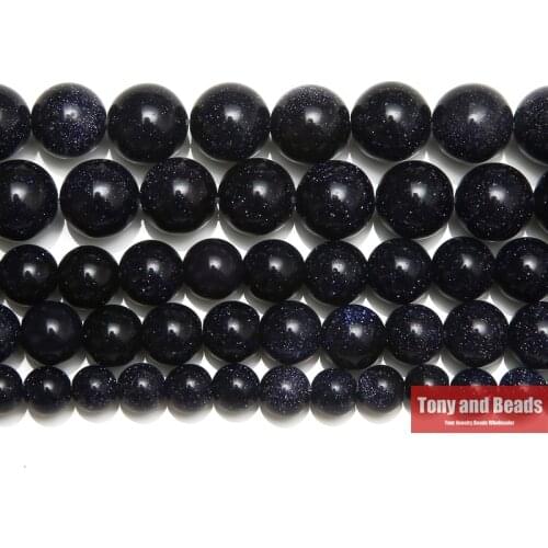 Natural Blue SandStone Round Loose Beads 15" Strand 3 4 6 8 10 12 14MM Pick Size For Jewelry Making SAB15
