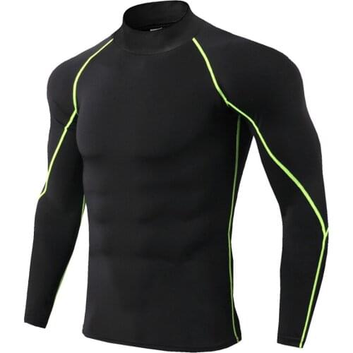 Men 's clothing sports t - shirts for fitness Sportswear Thermal underwear Men with Stand - up collar for Elastic quick drying