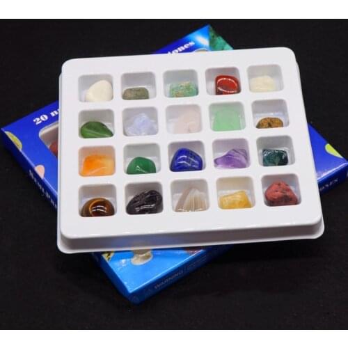 20pcs/box Raw Rock Collection Mixed Gems Mineral Energy Natural Amethysts Quartz Beads Reiki Healing Display Opal Stone Beads