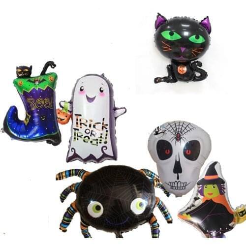 300pcs Halloween Balloons Ghost Skull Witch Cat Boot Spider Halloween Decoration Foil Balloon Inflatable Toy Party Supplies