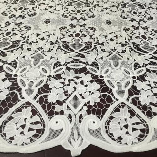 New Arrival African Guipure Lace Fabrics 5yards High Quality Water Soluble Milk Silk Nigerian Cord Lace Fabric For Wedding Dress