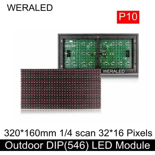 P10 Outdoor Waterproof DIP 546 Single 346 Dual Color 32x16 Pixels LED Sign Module Scrolling Digital Panel