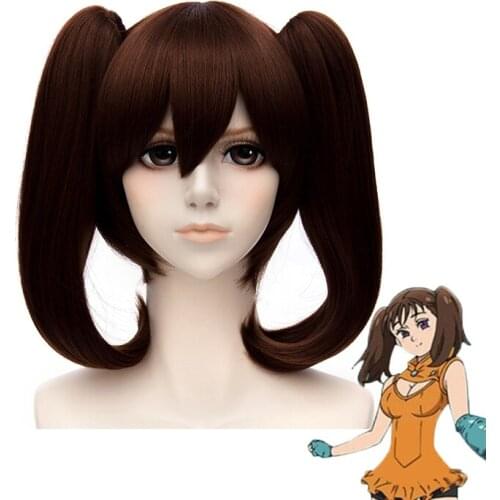 Anime The Seven Deadly Sins Diane Cosplay Wigs Brown Double Ponytails Cosplay Halloween Heat Resistant Synthetic Hair Wig