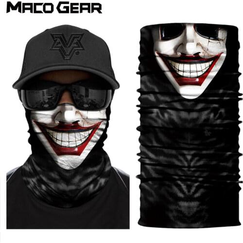 Hiking Neck Gaiter Bandana Mask Cycling Tube Scarf Half Face Cover Balaclava Headband Women Men Clown Skull Printed Masks Summer