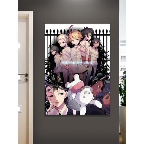 Anime The Promised Neverland Character Poster Hanging Paintings Wall Art Fabric Poster Modular Canvas Pictures
