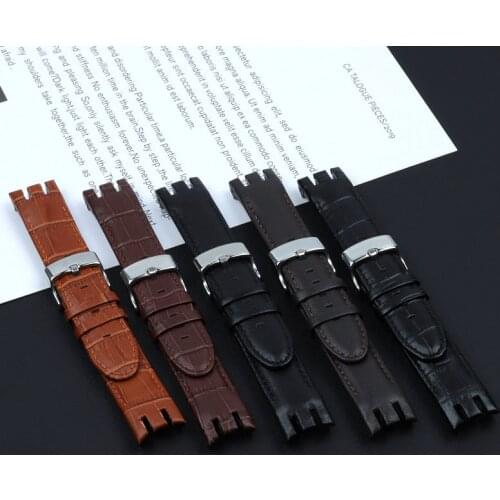 High Quality Genuine Leather Watch Strap For Swatch YRS403 412 402G watch band 21mm watchband men curved end watches bracelet
