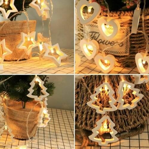 Heart Stars Lights LEDs Christmas Decor For Home Hanging Garland Christmas Tree Decor Ornament Xmas Gift New Year