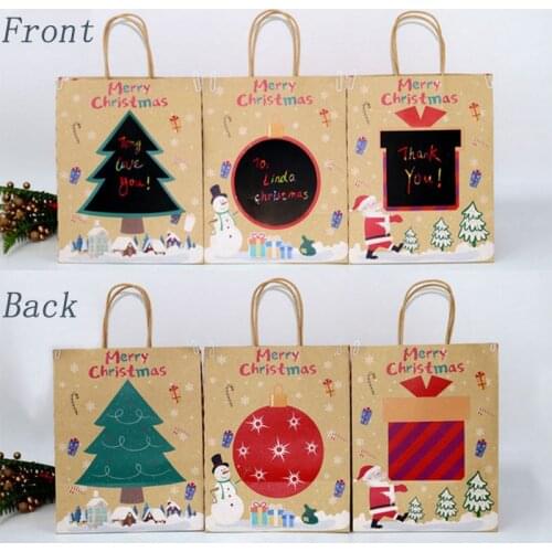 DABONAS 6pcs Kraft Paper Packaging Gift Boxes Christmas Goodie Bags DIY Gift Bags Paper Christmas Bag