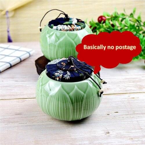 Urn Pet Creative Lotus Ceramic Moisture-proof Personality Portable Small Sealed Can Animal Cremation Ash Dog Cat Bird Souvenir