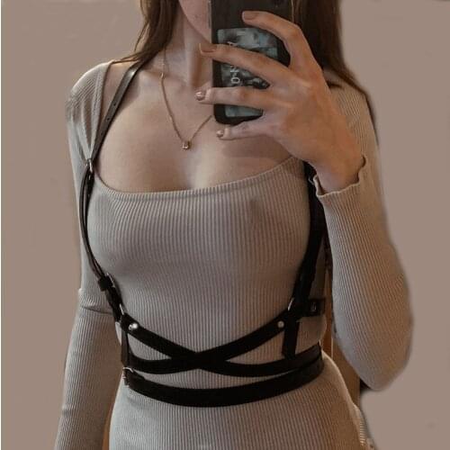 Usexy Body Harness Woman Leather Harness Body Belt Goth Lingerie Bondage Straps Sexy Bra Suspender Harajuku Gothic Accessories