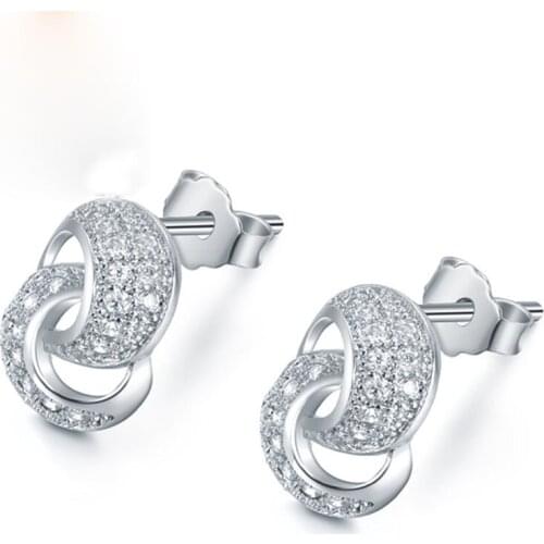 Fashion For Women Female Party Wedding Jewelry Accessories 925 Sterling Silver Geometric Cross Stud Earring