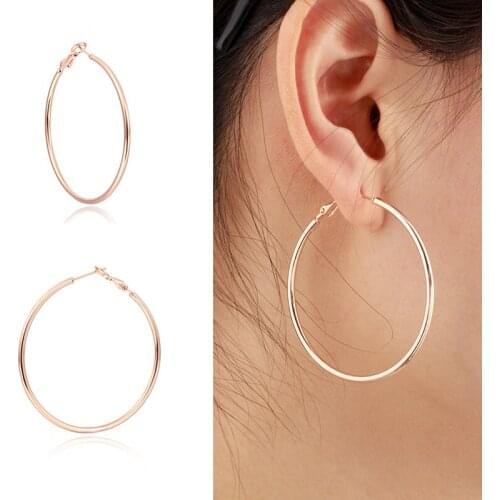 Big Large Simple Gold Color Circle Loop Round Hoop Earrings For Women Fashion Jewelry brincos boucle d'oreille Bijoux Femme 5cm